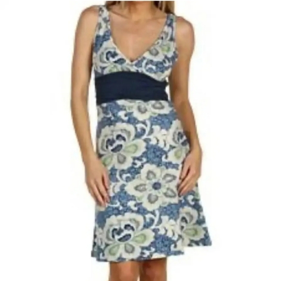 Patagonia Margot Women's Floral Fit and Flare Medjool Deep Space Dress Sz L - Picture 1 of 8